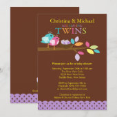 Baby Birds Nest Twins Baby Shower Invitations (Devant / Derrière)