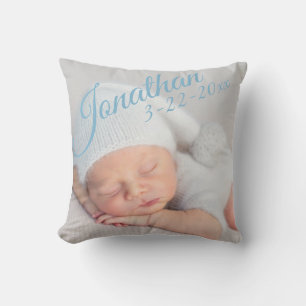 Baby Birth Announding Foto gepersonaliseerd Kussen