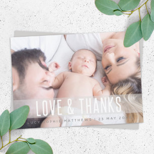 Baby Birth Modern Foto Familie Cute Stylish Fun Bedankkaart