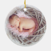 Baby Birth Stats Birth Record kerstfoto Keramisch Ornament (Achterkant)