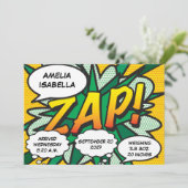 Baby Birth Stats Comic Book Pop Art Faire-part (Debout devant)