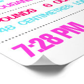 Baby Birth Stats Custom Wall Print Poster - Roze (Hoek)