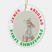 Baby Birth Stats Deer Photo Baby's 1st Christmas Keramisch Ornament (Links)