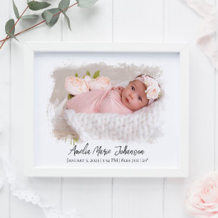 Baby Birth Stats Foto Newborn Keepomwille Nursery Poster