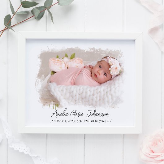 Baby Birth Stats Foto Newborn Keepomwille Nursery Poster