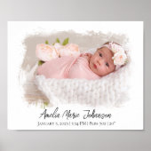 Baby Birth Stats Foto Newborn Keepomwille Nursery Poster (Voorkant)