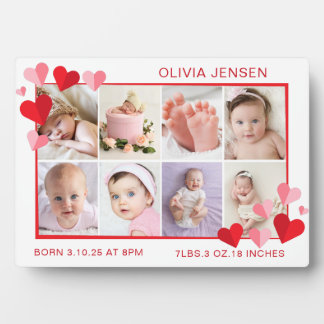 Baby Birth Stats Four Photo Collage  Plaque