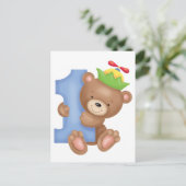 Baby birthday 1 year - teddy briefkaart (Staand voorkant)
