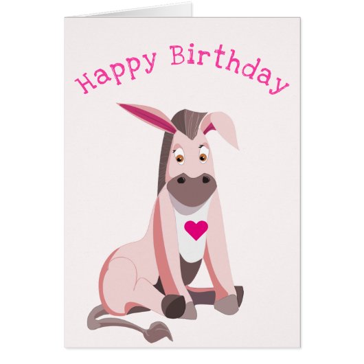 Baby Birthday Card bébé rose Donkey - Votre texte (Devant)