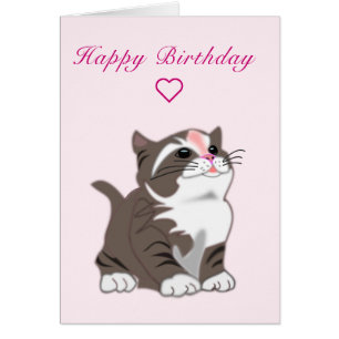 Baby Birthday Kaart Baby Kitten - Naam Jouw tekst