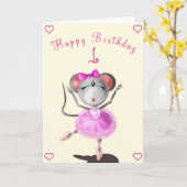Baby Birthday Kaart Ballet Dancer Mouse (Gele Bloem)