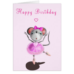 Baby Birthday Kaart Ballet dancer Mouse - Ballerin