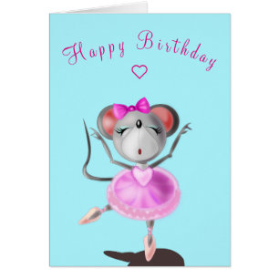 Baby Birthday Kaart Ballet Dancer Mouse - Jouw tek
