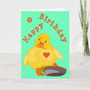 Baby Birthday Kaart Geel slijpen met hart