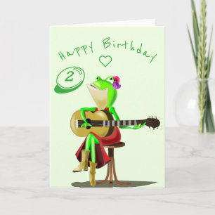 Baby Birthday Kaart Guitar Player Frog Personalize