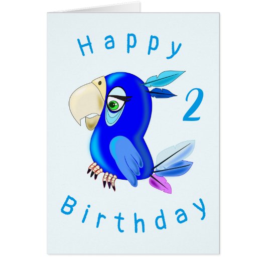 Baby Birthday Kaart Little Blue Parrot op maat (Voorkant)