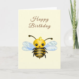 Baby Birthday Kaart Queen Bee - Jouw tekst Name