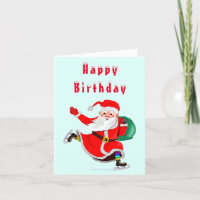Baby Birthday Kaart Santa met Gift -
