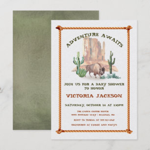 Baby Bison Buffalo Western landschap Baby shower Kaart