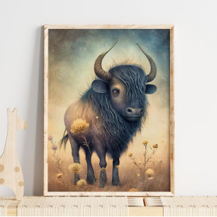 Baby Bizon Afrikaans Dier Bizon Muurprint Poster