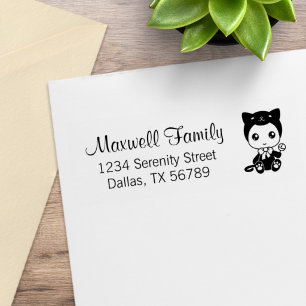 Baby Black Cat Kostuum Familie Adres Rubberstempel
