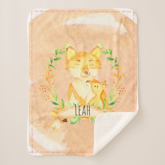 Baby Blanket Fox Floral Sherpa Deken (Voorkant)