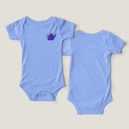 Baby blanks bodysuit in lichtblauw (Ontwerp Voorkant & Achterkant)