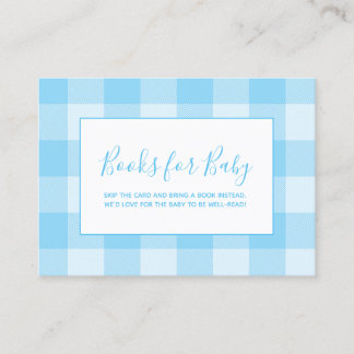 Baby Blau Gingham Plaid Boeken voor Baby Informatiekaartje