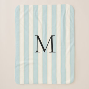 Baby Blauw & Antiek Witte Strepen Monogrammed Sherpa Deken