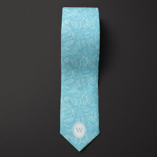 Baby Blauw Batik Bloemen Botanisch Stropdas