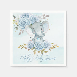 Baby Blauw Bloemen Schattige Olifant Boy Baby show Servet