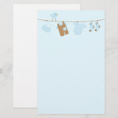 Baby (blauw) briefpapier (Voorkant / Achterkant)