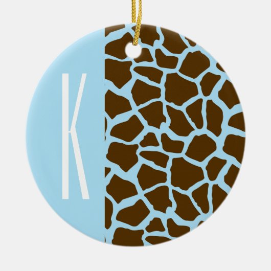 Baby Blauw & Bruin Giraffe Dierenprint Keramisch Ornament (Voorkant)