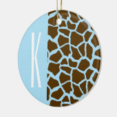Baby Blauw & Bruin Giraffe Dierenprint Keramisch Ornament (Links)