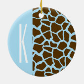 Baby Blauw & Bruin Giraffe Dierenprint Keramisch Ornament (Achterkant)