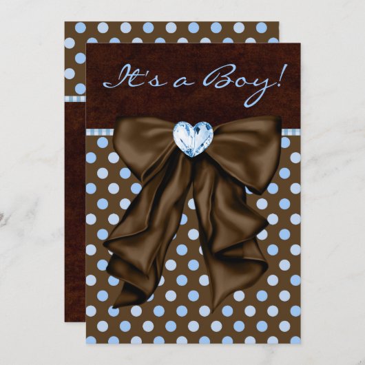 Baby blauw en bruin Baby shower Kaart (Voorkant / Achterkant)