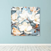 BABY BLAUW EN CRÈME MAGNOLIA'S CANVAS AFDRUK (Insitu (Houten vloer))