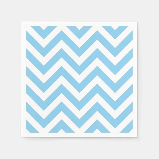 Baby Blauw en Wit Groot Chevron Stripes Papier Servet (Voorkant)