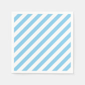 Baby Blauw en Wit Groot Diagonaal Streepjesdocumen Servet (Voorkant)