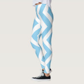 Baby Blauw en Wit Groot Grootte Vert. Chevron Leggings (Links)