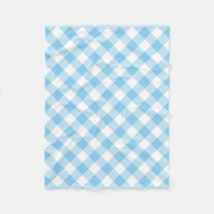 Baby Blauw en Wit Grote Diagonale Gingham Checks Fleece Deken