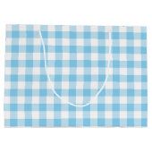 Baby Blauw en Wit Grote Grootte Gingham Checks Groot Cadeauzakje (Achterkant)