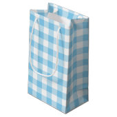 Baby Blauw en Wit Grote Grootte Gingham Checks Klein Cadeauzakje (Achterkant Gekanteld)