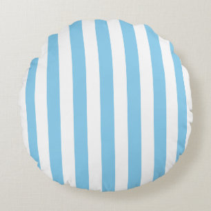 Baby Blauw en Wit Grote Grootte Strepen Rond Kussen