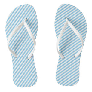 Baby Blauw en Wit Kleine Grootte Diagonale Strepen Teenslippers