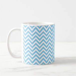 Baby Blauw en Wit Kleine Horiz. Chevron Patroon Koffiemok