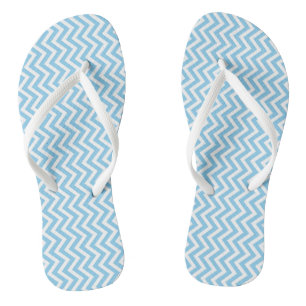 Baby Blauw en Wit Kleine Verticale Chevron Strepen Teenslippers