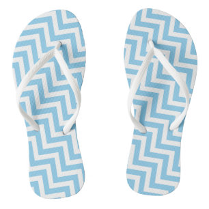 Baby Blauw en Wit Medium Diag. Chevron strepen Teenslippers