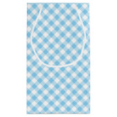 Baby Blauw en Wit Medium Diagonal Gingham Checks Klein Cadeauzakje (Achterkant)