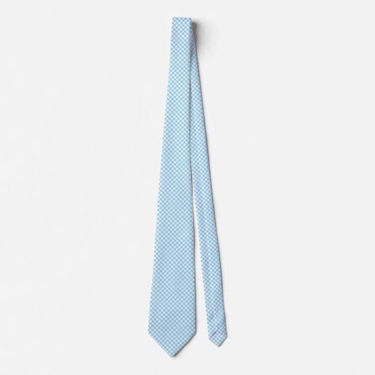 Baby Blauw en Wit Medium Diagonal Gingham Checks Stropdas (Voorkant)